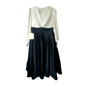 Abito Abito LanTing Madre del Ponte Bianco Blu Navy Manica Lunga Tg 10/12 Nuovo - Foto 1 di 8