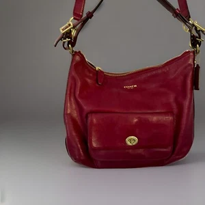 Coach 22381 Legacy Courtenay Red Burgundy Leather Shoulder Hobo Crossbody Bag - Picture 1 of 20