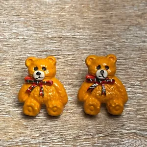 Pendientes vintage de oso de peluche con lazo a rayas de moda con tachuelas de 2x2" vacaciones - Imagen 1 de 5