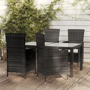5-tlg. Garten-Essgruppe mit Kissen Poly Rattan Schwarz - Bild 1 von 11