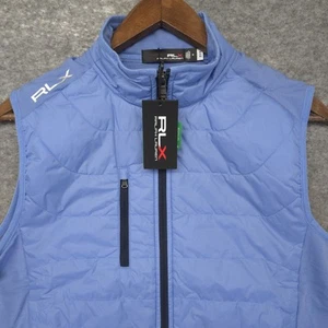 RLX Ralph Lauren Quilted Golf Vest Men’s Med Full Zip Wool Blend NWT $198 Blue M - Picture 1 of 14