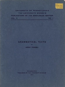 Grammatical Texts by Poebel, Arno - Imagen 1 de 1