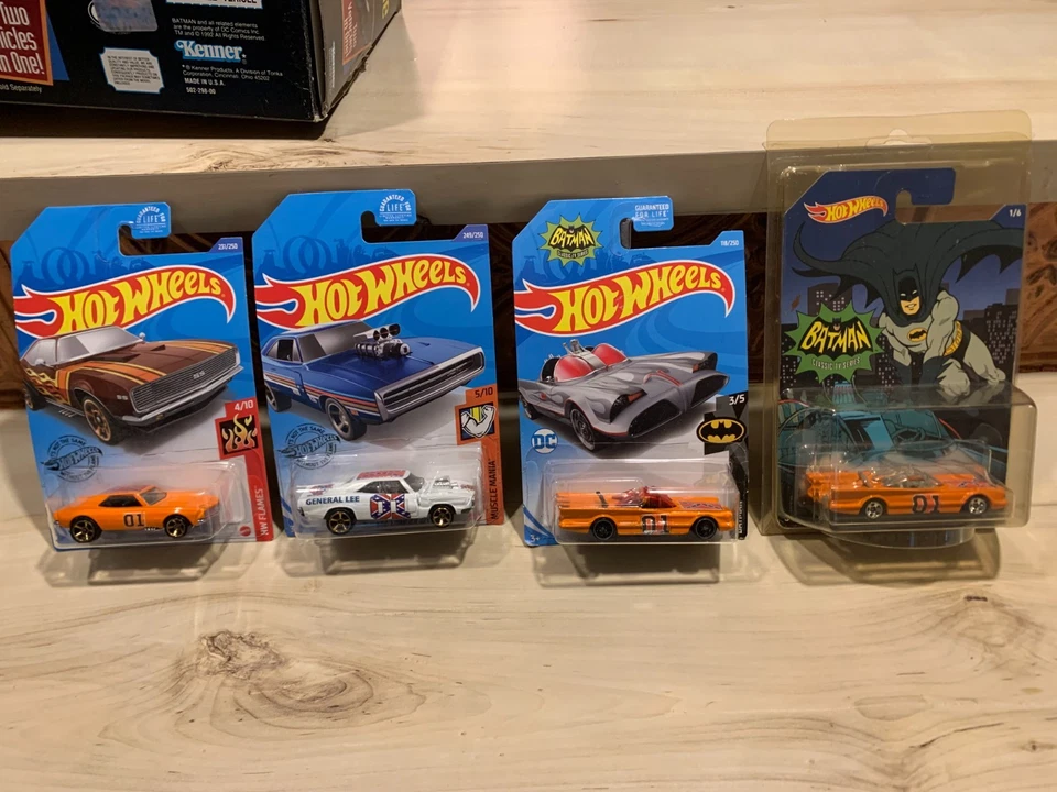 LOT OF 4 Batmobile Batman hot Wheels dukes of Hazzard general Lee custom Batman - Image 1 of 4