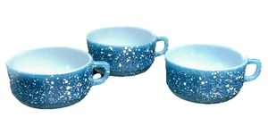 3 Vtg Anchor Hocking FIRE KING Blue Speckled Oven Proof Soup Bowl Mug #054 - Picture 1 of 6