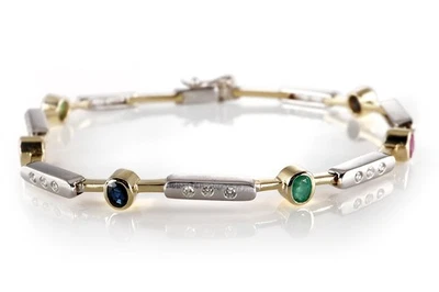 Armband Brillanten Rubine Saphire Smaragde 585 Weißgold Gelbgold [BRORS 20287] - Bild 1 von 4