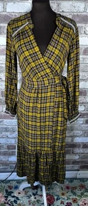 Anthropologie Dalton Wrap Dress Plaid Cottagecore Boho Fall Western Ruffle Sz XS - Picture 1 of 13