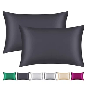 100% Mulberry Silk Pillowcase 2 Pack for Hair and Skin,with Hidden Zipper,Bot... - Picture 1 of 6