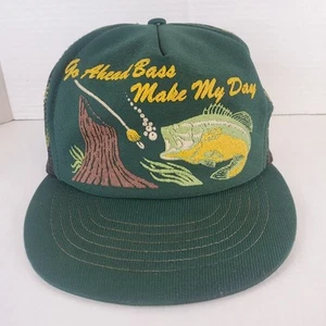 VTG 70's/80's Mesh Back Camo Fishing Bass Hunting Snapback Trucker Hat Cap - Picture 1 of 24