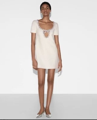 Gucci  White Embellished Silk And Wool Mini Dress-BNWT - Image 1 of 4