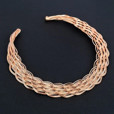 Collar ajustable estilo tejido alambre de cobre hecho a mano Foto 1 de 4