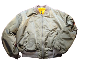 Giacca da volo Schott NYC MA-1 MA1 corta nylon volantini verde taglia XXL USA bella - Foto 1 di 13