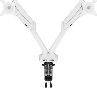 Bestar Universel Dual Monitor Arm with Pistons - White - AK-MA01D-17 NIB - Image 1 of 4