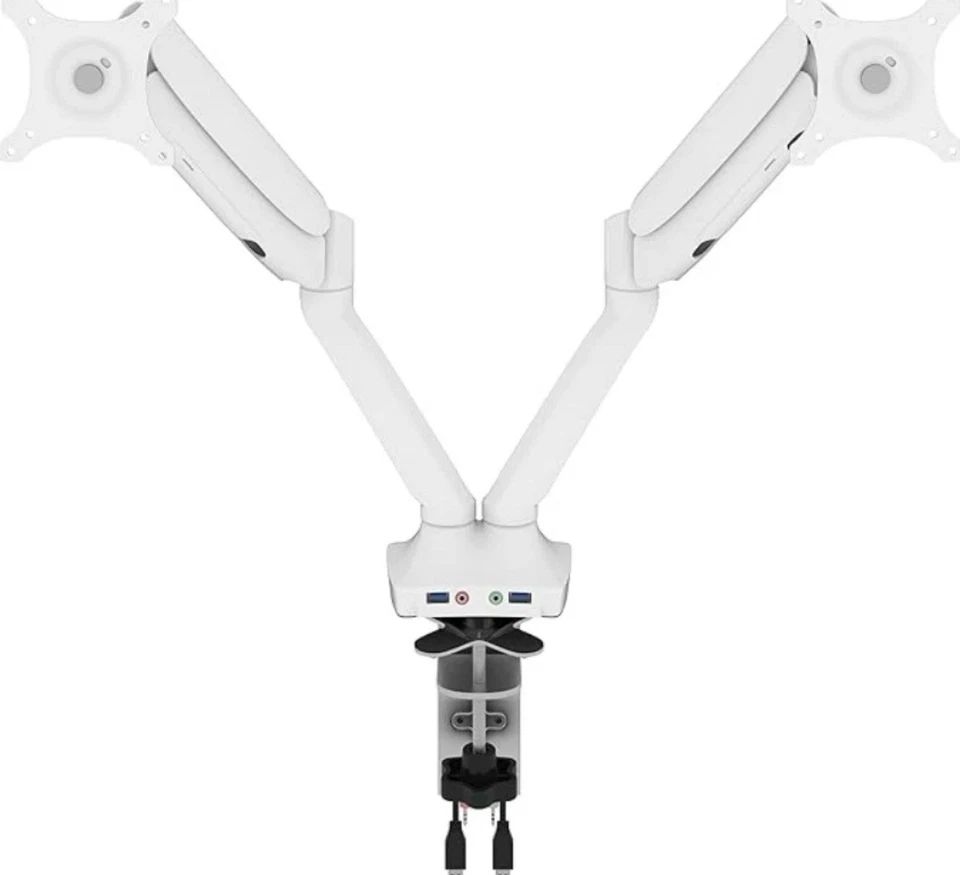Bestar Universel Dual Monitor Arm with Pistons - White - AK-MA01D-17 NIB - Image 1 of 4