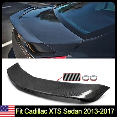 For 2013-2017 Cadillac XTS Sedan Highkick Trunk Spoiler Wing V Style Carbon Look Foto 1 de 4