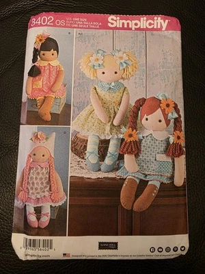 Simplicity Sewing Pattern 8402 Stuffed Toy Dolls & Clothes 23" 4 Styles Unused - Image 1 of 4