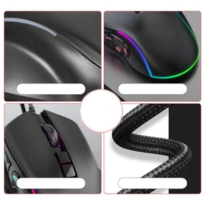 RGB Gaming Mouse Macro Define 6 Le-vels Adjustable DPI 7200dpi Optical Resol BEA - Picture 1 of 12