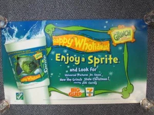 2000 DR. SEUSS' THE GRINCH 7 ELEVEN BIG GULP STORE DISPLAY TRANSLIGHT POSTER - Picture 1 of 3
