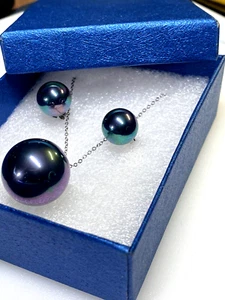Vintage Sterling Silver Pendant and Earrings Set 925 Coloured Pearls 17.50g - Picture 1 of 10