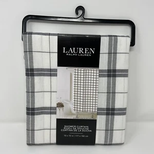 Ralph Lauren Nautical Shower Curtain Black White Striped 100% Cotton 70X72 - Picture 1 of 5