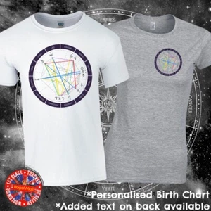 Personalised Astrology Birth Chart T-shirts Mens Ladies Birthday Gift - Picture 1 of 1