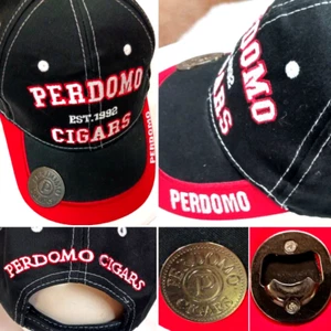 PERDOMO ZIGARRENKAPPE MÜTZE MIT FLASCHENÖFFNER VERSTELLBARER RIEMENRÜCKEN SCHWARZ UND ROT - Bild 1 von 16