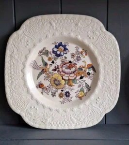 Early Masons Ironstone Decorative Plate Floral Raised Pattern 8.5" - Picture 1 of 11
