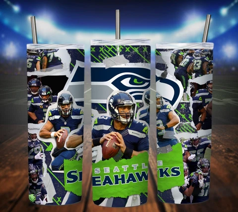 20oz Seattle Seahawks NFL tumbler with box, lid and straw Cover