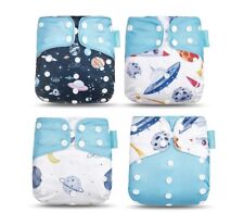 Happy Flute Outer Space Rocket Snap Cloth Diaper 4 pack