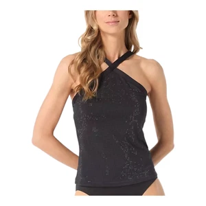 Michael Kors Black Studded High Neck Halter Tankini Top S M Swim $162 MSRP - Picture 1 of 3