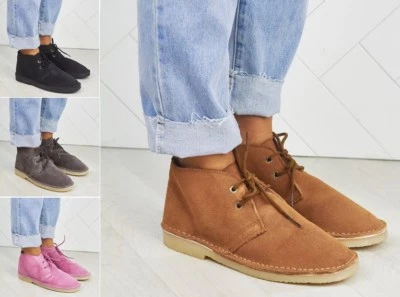 Ladies Womens Desert Ankle Chukka Boots Real Leather Suede Lace Up Shoes Size  - Image 1 of 4