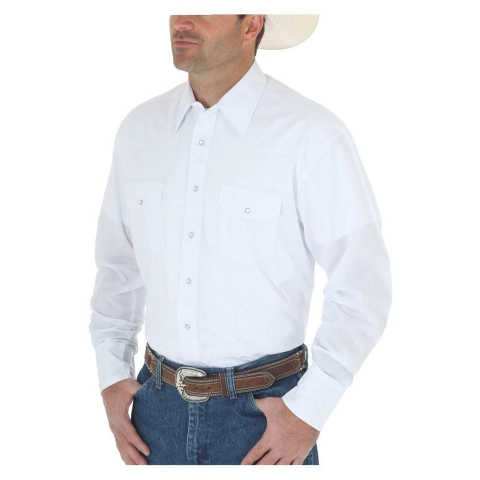 71105WH Wrangler Men's Long Sleeve White Western Shirt NEW - Image 1 of 1