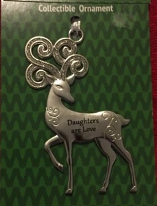 Metal/Silver/Pewter Deer Christmas Ornament by Ganz "Daughters Are Love" New NWT - Picture 1 of 4