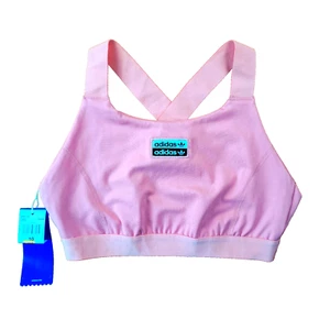 adidas R.Y.V. Bra Top Womens Size 10 Coral Pink Racer Back Trefoil Logo Sporty - Picture 1 of 15