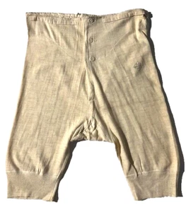 Vtg new 40s Australian 1943 Men Creme Cotton Wool Thermal Shorts Underwear sz 34 - Picture 1 of 15