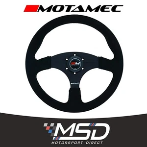 Volante Motamec Race Rally radios planos 350 mm gamuza negra y radios negros - Imagen 1 de 4