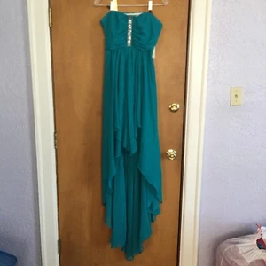 vestido marca LAUNDRY PARA DAMA, de BLOOMINGDALES, sin tirantes, verde azulado, talla 10. A620 - Imagen 1 de 16
