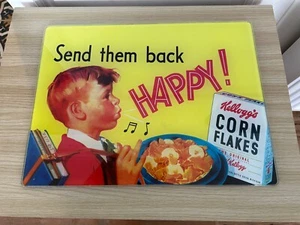 Large Glass Placemat Cutting Board 43 x 30cm - Send them back Happy! Corn Flakes - Picture 1 of 3
