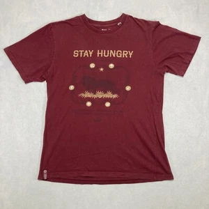 LRG Lifted Research Group T Shirt Mens Medium Burgundy Stay Hungry 100% Cotton - Picture 1 of 11