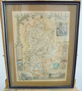 Antique Map of Bedfordshire Framed and Glazed - Picture 1 of 3