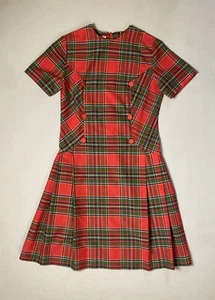 Vintage Dress 1960s Glenbrooke Sz Small 6 8 Trad Schoolgirl Tartan Plaid Mod X22 - Picture 1 of 16