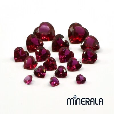 RUBY CORUNDUM LAB CREATED HEART FACETED LOOSE GEMSTONE 4mm - 14mm WP027CD - Image 1 of 2