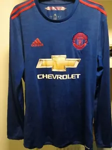 Adidas Manchester United 2016/17 Away maglia manica lunga taglia M blu Climacool - Foto 1 di 8