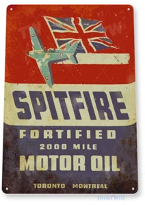 Letrero de aceite de motor Spitfire, gasolinera, garaje, tienda de automóviles, letrero de lata retro B908 - Imagen 1 de 2