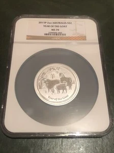 RARE 2015 P 2 oz Silver Australia Year of The Goat .999 NGC MS70 - Picture 1 of 2