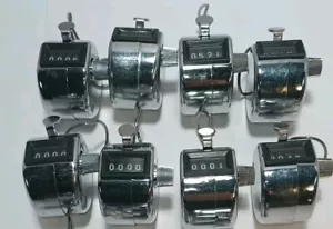 Lot Of 8 - 4 Digit Number Dual Clicker Golf Hand Tally Pitch Counter Silver Case - Picture 1 of 3