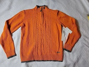 DKNY  Kids Size 6 Orange 1/4 zip Knit Sweater Russet  - Picture 1 of 3