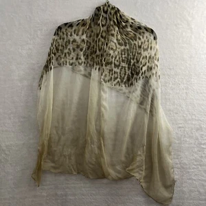 Unbranded Scarf Womans One Size Animal Print Beige Sheer Lightweight Polyester - Picture 1 of 7