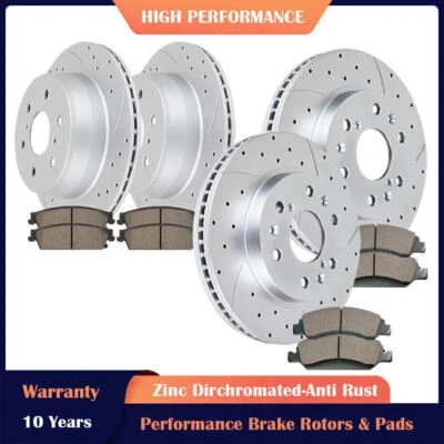 Kits de rotores ranurados delanteros traseros y pastillas de freno para Chevy Escalade 1500 GMC Yukon Foto 1 de 4