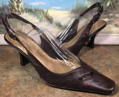 BCB GIRLS Kitten Stiletto Sling Back Size 8.5B Leather PL-SYNDEEX - Image 1 of 4