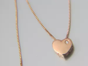 14k Roségold Box Kette mit Herz Anhänger Halskette - Bild 1 von 6